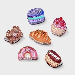 Valentine's Day Cat & Jack Set of 6 Bakery Dessert Themed, Multicolor Glitter